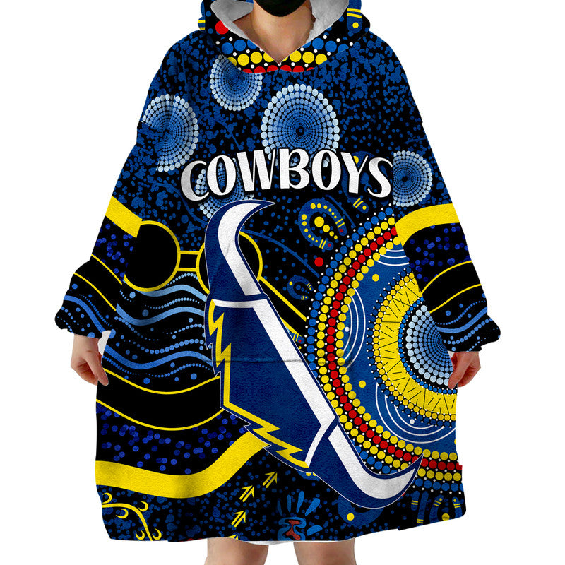 custom-personalised-cowboys-rugby-wearable-blanket-hoodie-aboriginal-dots-version