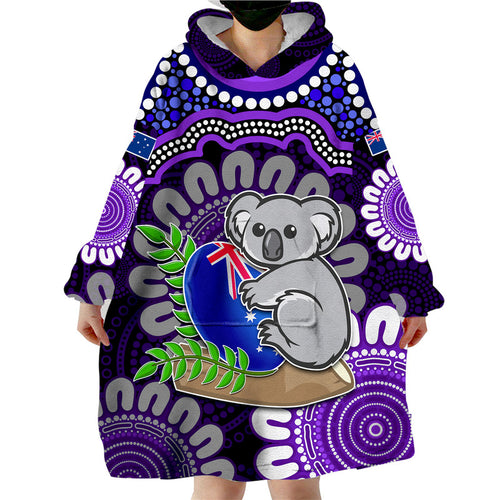 custom-personalised-australia-koala-aboriginal-wearable-blanket-hoodie-koala-hugging-rugby-ball-purple