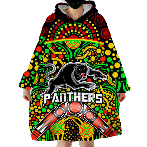 custom-personalised-panthers-rugby-wearable-blanket-hoodie-boomerang-indigenous-dots