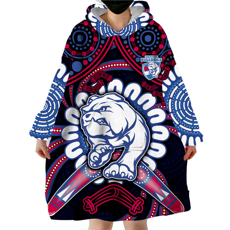 western-bulldogs-football-wearable-blanket-hoodie-boomerang-indigenous-dots