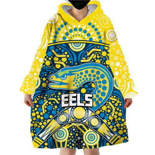 parramatta-eels-rugby-wearable-blanket-hoodie-boomerang-indigenous-dots