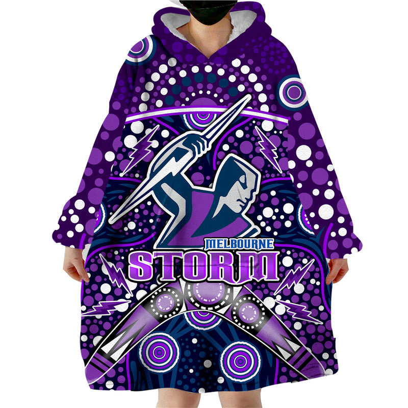 custom-personalised-storm-rugby-wearable-blanket-hoodie-melbourne-boomerang-indigenous-dots
