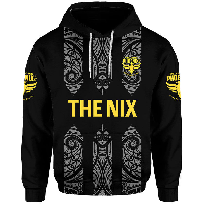 custom-personalised-wellington-phoenix-the-nix-maori-zip-up-and-pullover-hoodie-soccer-club-original-style-black