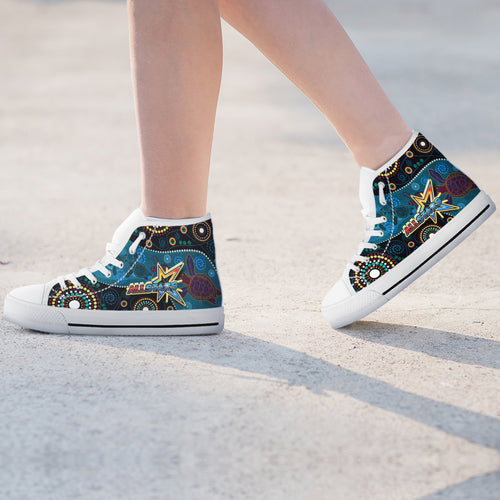 indigenous-all-stars-rugby-high-top-shoes-dreamtime-turtle-with-aboriginal-dot-painting-art-high-top-shoes