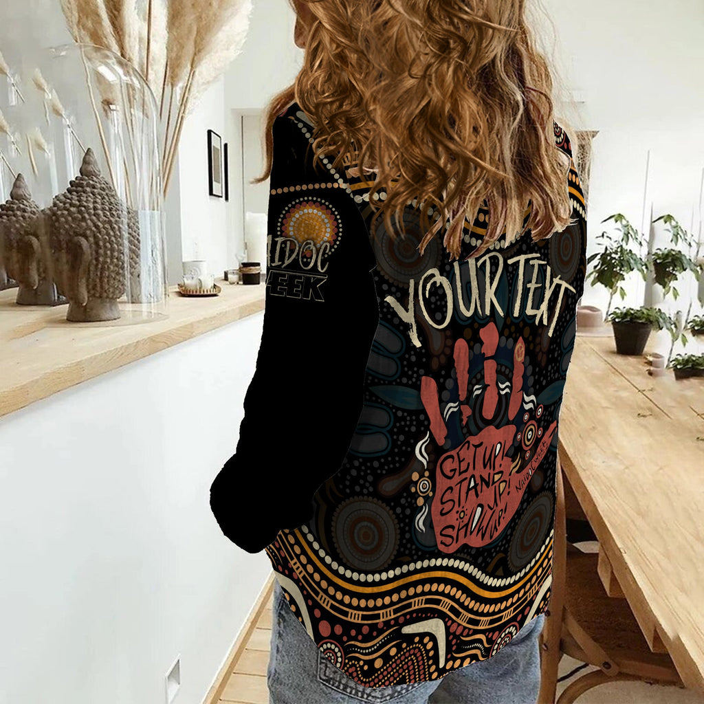 Personalised NAIDOC Week 2022 Women Casual Shirt Aboriginal Art Hand Stencils LT7