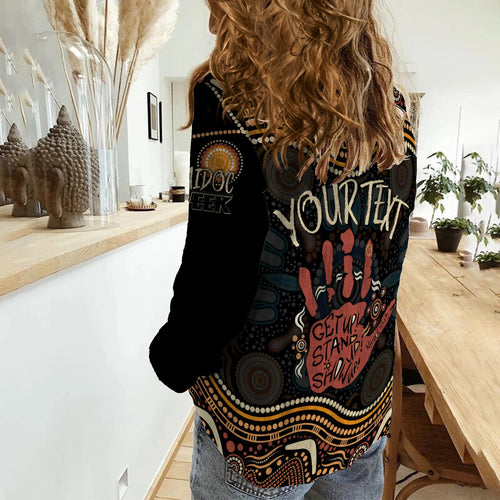 Personalised NAIDOC Week 2022 Women Casual Shirt Aboriginal Art Hand Stencils LT7