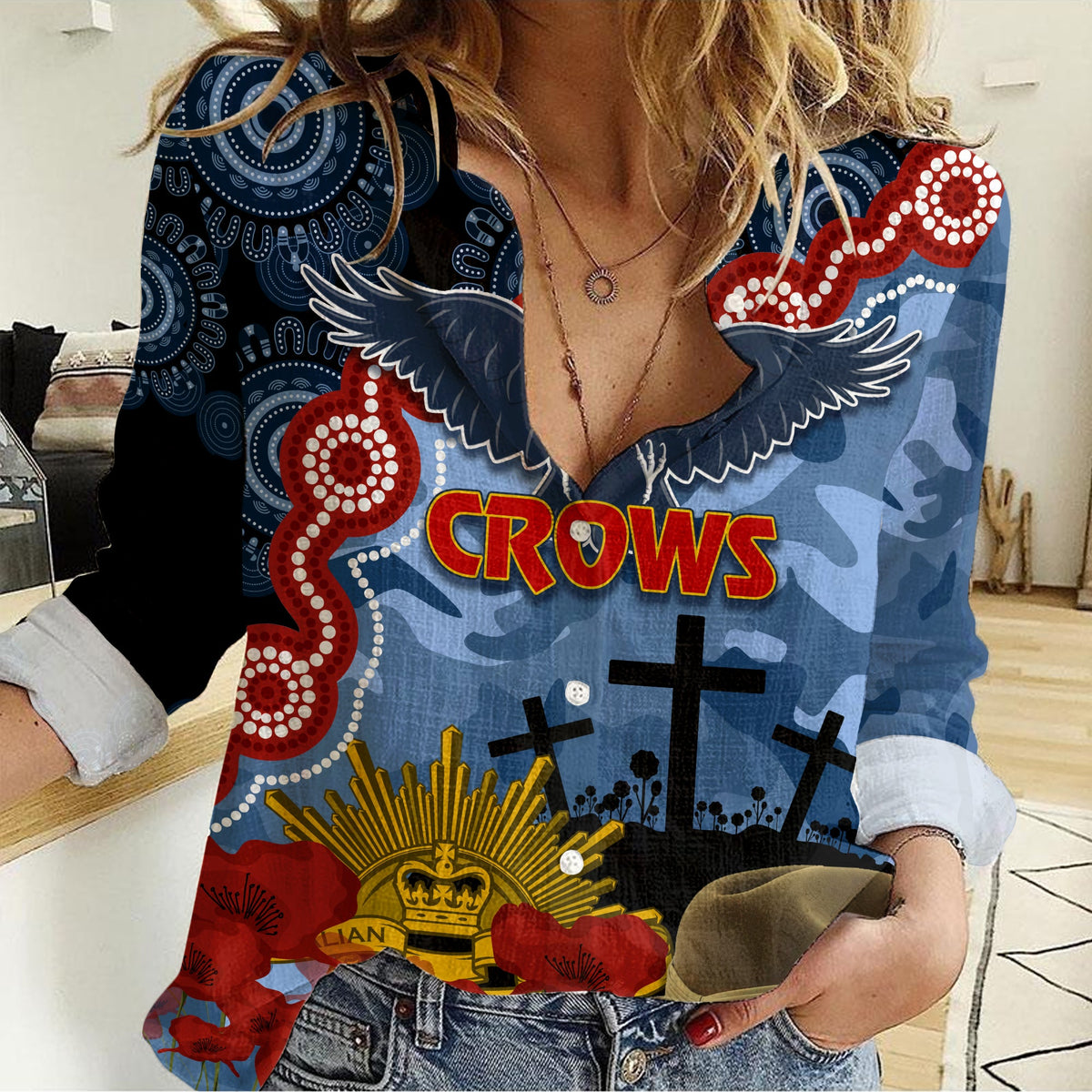 crows-football-anzac-2023-women-casual-shirt-aboriginal-mix-slouch-hat