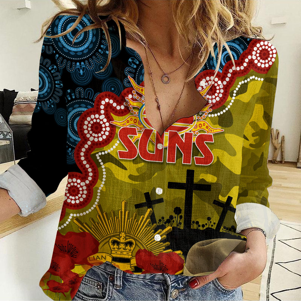 gc-suns-football-anzac-2023-women-casual-shirt-aboriginal-mix-slouch-hat
