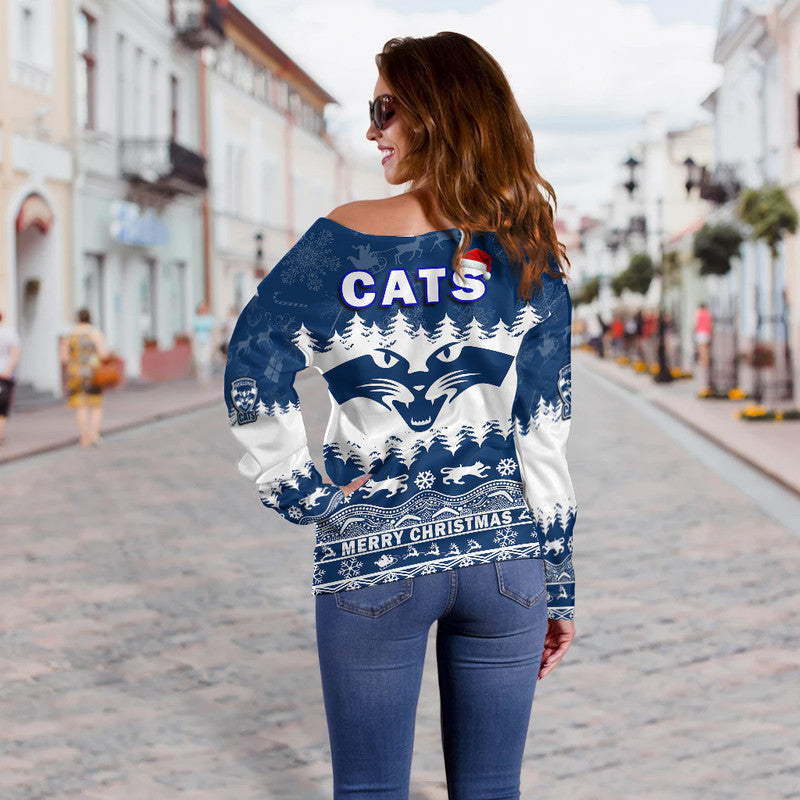 geelong-cats-unique-winter-season-women-off-shoulder-sweater-cats-merry-christmas