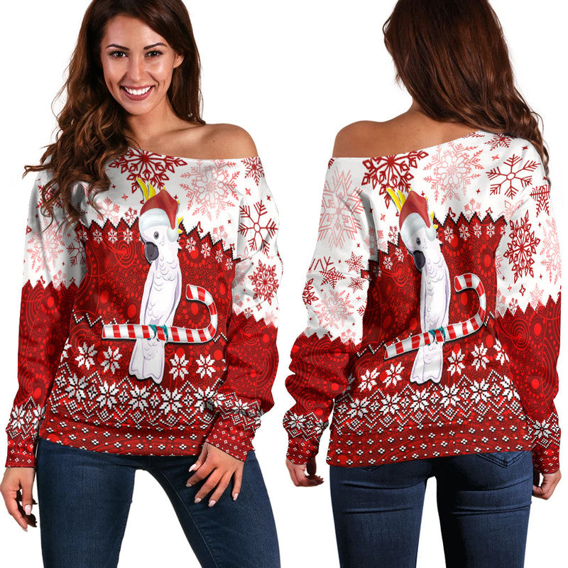 aboriginal-christmas-2022-cockatoo-off-shoulder-sweater-red-style