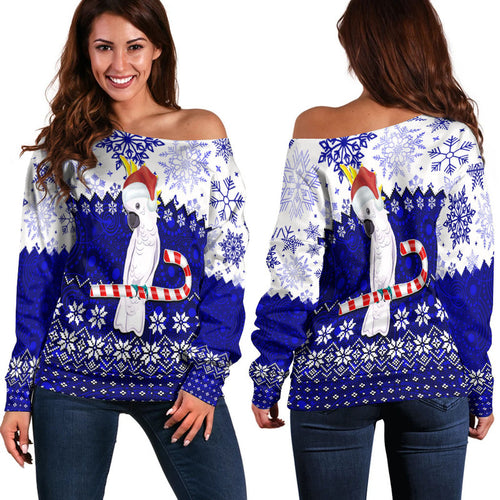 aboriginal-christmas-2022-cockatoo-off-shoulder-sweater-blue-style
