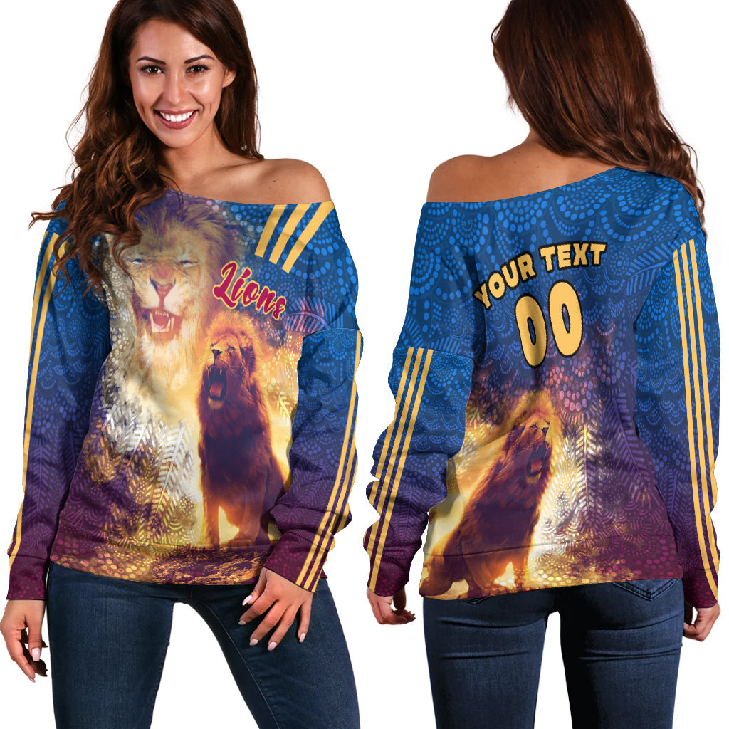 (Custom Personalised) Brisbane Women's Off Shoulder Sweater Lions 3D Sport Style LT16 - Vibe Hoodie