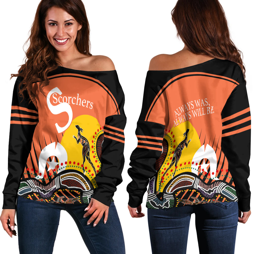 Perth Off Shoulder Sweater Scorchers NAIDOC Week Aboriginal - LT16 - Vibe Hoodie