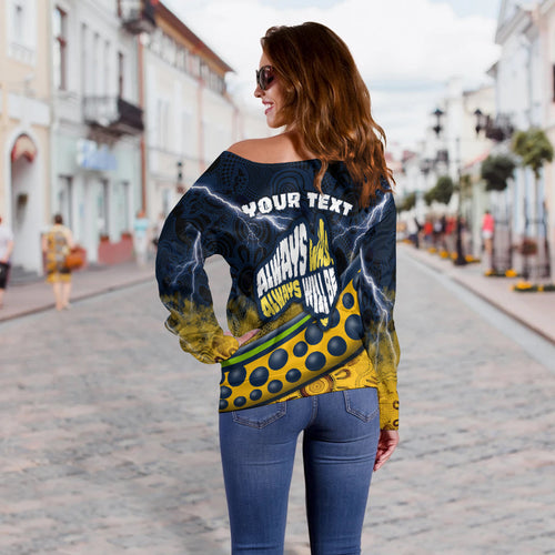 (Custom Personalised) Eels Rugby NAIDOC Week Women's Off Shoulder Sweater Aboriginal Power Style LT16 - Vibe Hoodie