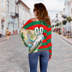 (Custom Personalised) Rabbitohs Women's Off Shoulder Sweater Aboriginal Sport Style LT16 - Vibe Hoodie