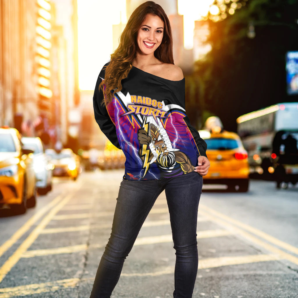(Custom Personalised) Storm Naidoc Week Women Off Shoulder Sweater Aboriginal Special Style LT16 - Vibe Hoodie