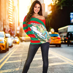 (Custom Personalised) Rabbitohs Women's Off Shoulder Sweater Aboriginal Sport Style LT16 - Vibe Hoodie