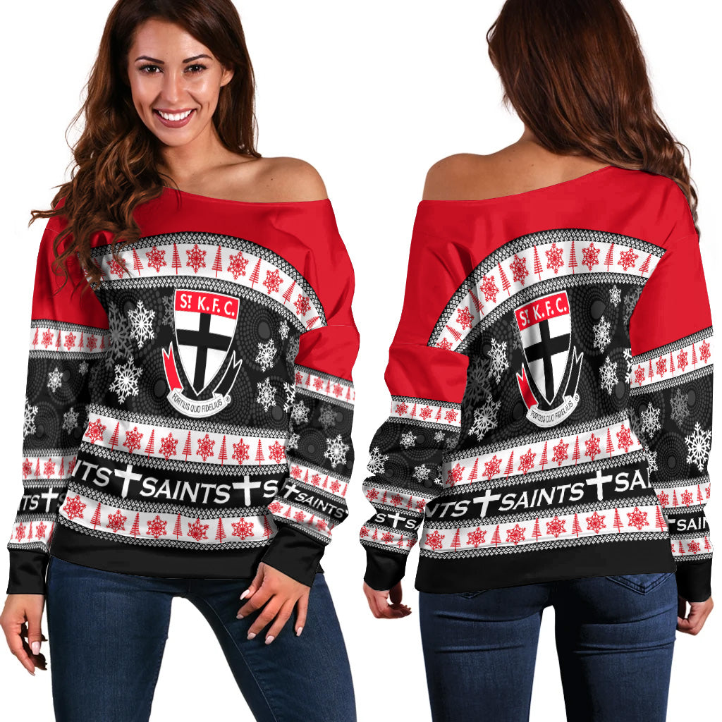 Saints Football Women Off Shoulder Sweater Christmas 2021 Style