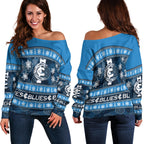 Carlton Blues Women Off Shoulder Sweater Christmas 2021 Style