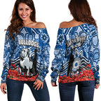 Canterbury-Bankstown Bulldogs Off Shoulder Sweater Anzac Day Poppy Flowers With Aboriginal
