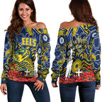 Eels Off Shoulder Sweater Anzac Day Poppy Flowers With Aboriginal