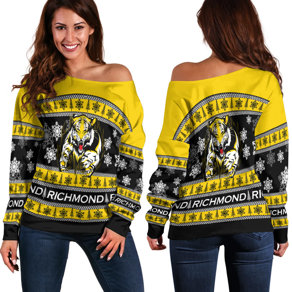 Richmond Tigers Women Off Shoulder Sweater Christmas 2021 Style