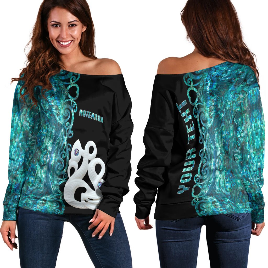 (Custom Personalised)Aotearoa Maori Manaia Women's Off Shoulder Sweater Half Papua Shell Style No.1 - Vibe Hoodie