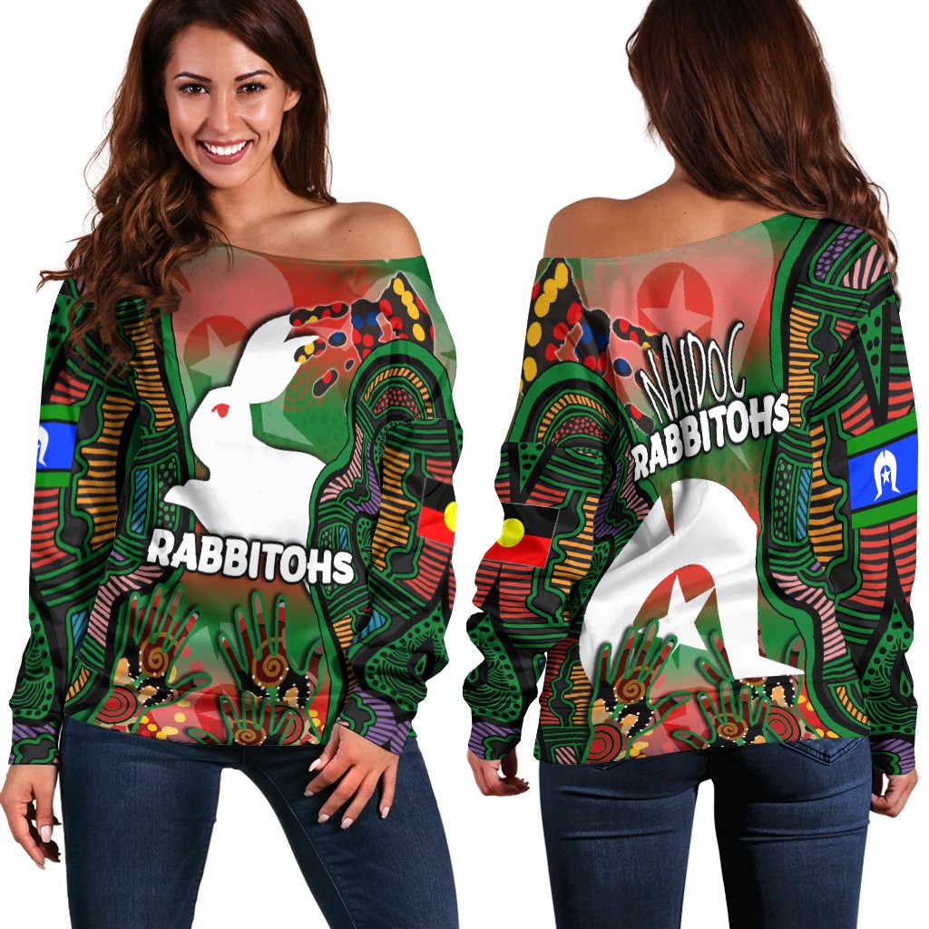 Naidoc Rabbitohs Women Off Shoulder Sweater Torres Strait Islander - Vibe Hoodie