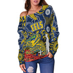 Eels Off Shoulder Sweater Anzac Day Poppy Flowers With Aboriginal