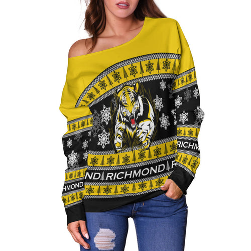 Richmond Tigers Women Off Shoulder Sweater Christmas 2021 Style
