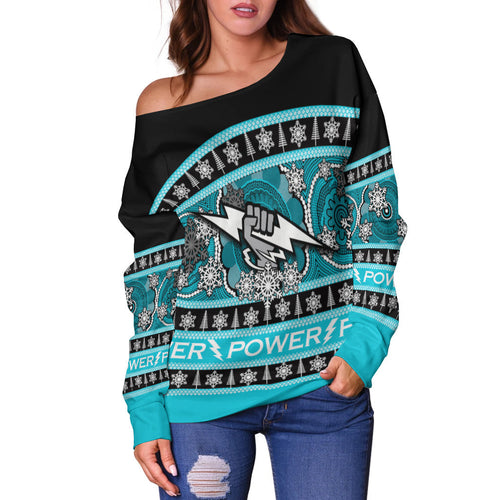Port Adelaide Christmas Women Off Shoulder Sweater 2021 Style