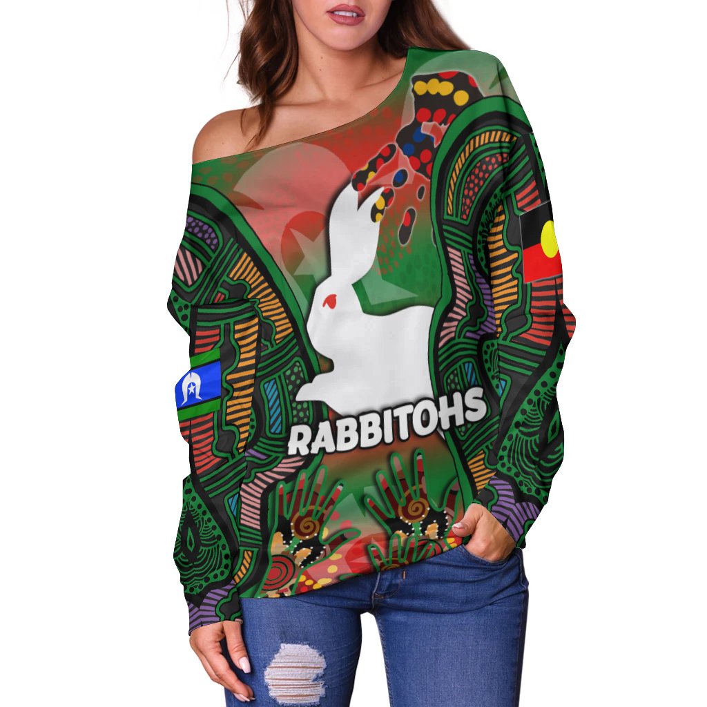 Naidoc Rabbitohs Women Off Shoulder Sweater Torres Strait Islander - Vibe Hoodie