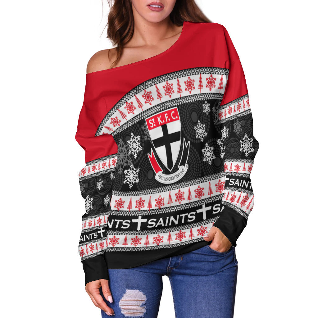 Saints Football Women Off Shoulder Sweater Christmas 2021 Style