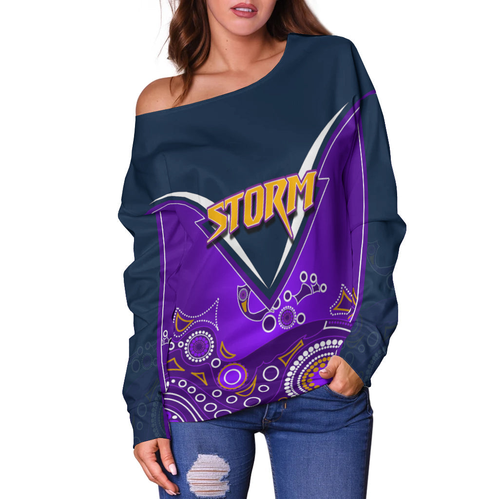 Melbourne Storm Women Off Shoulder Sweater Aboriginal LT6 - Vibe Hoodie
