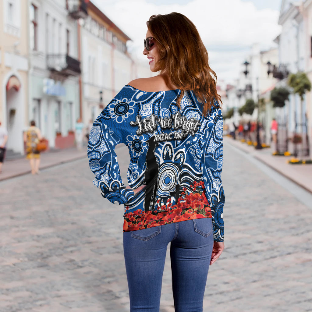 Canterbury-Bankstown Bulldogs Off Shoulder Sweater Anzac Day Poppy Flowers With Aboriginal