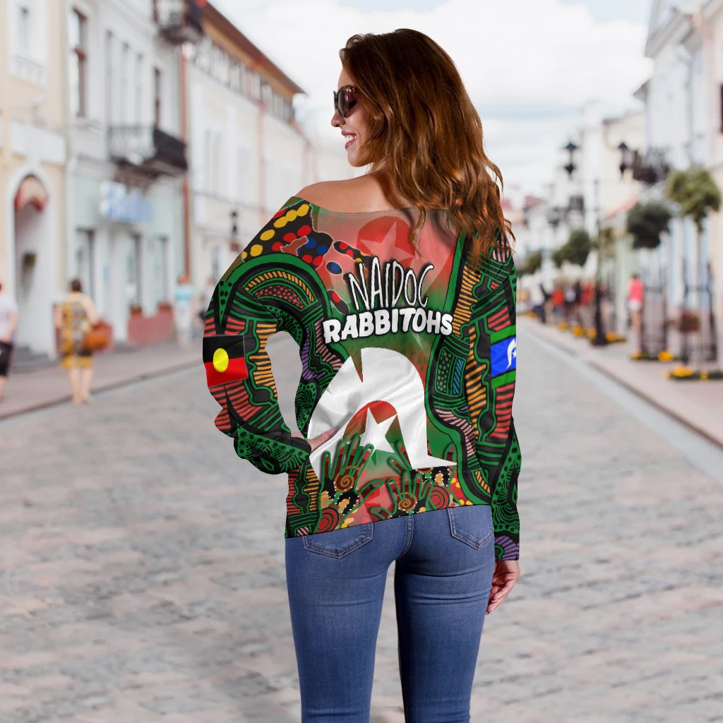 Naidoc Rabbitohs Women Off Shoulder Sweater Torres Strait Islander - Vibe Hoodie
