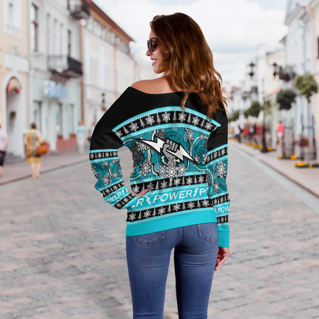 Port Adelaide Christmas Women Off Shoulder Sweater 2021 Style