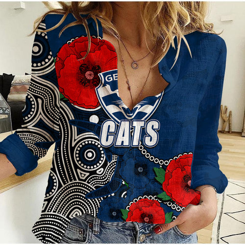 custom-personalised-anzac-day-afl-cats-army-mix-aboriginal-women-casual-shirt