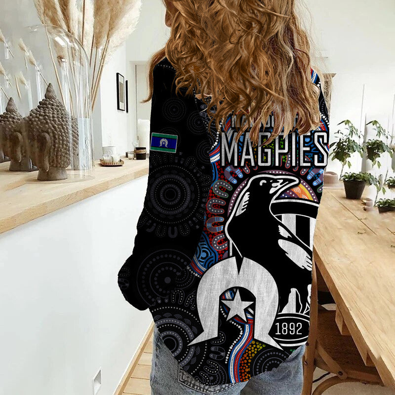magpies-football-naidoc-week-2023-women-casual-shirt-for-our-elders-indigenous
