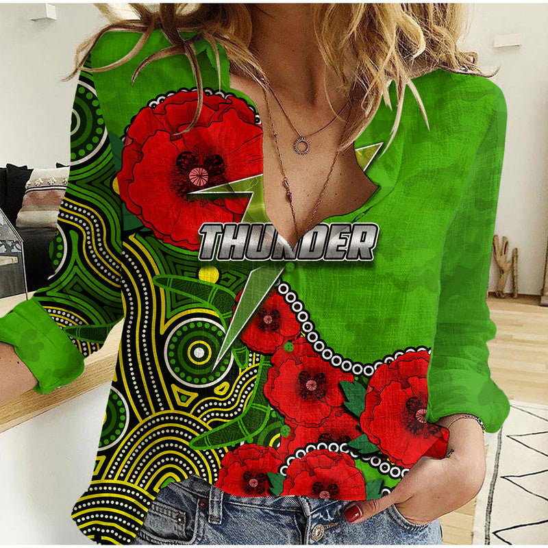 custom-personalised-anzac-day-sydney-thunder-army-mix-aboriginal-women-casual-shirt