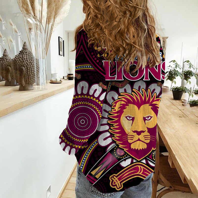 brisbane-lions-football-women-casual-shirt-boomerang-indigenous-dots