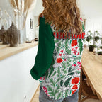 rabbitohs-poppy-flowers-field-women-casual-shirt