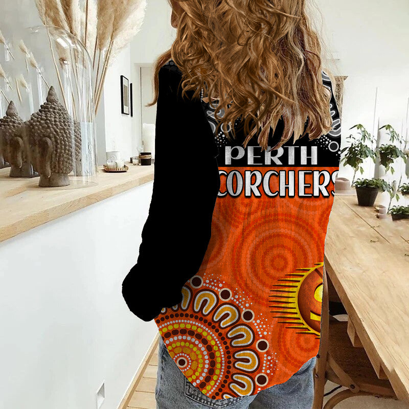 perth-scorchers-cricket-women-casual-shirt-aboriginal-double-boomerang