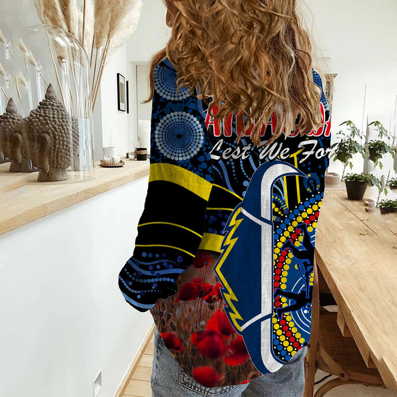 cowboys-rugby-anzac-women-casual-shirt-aboriginal-military-and-poppy-flowers