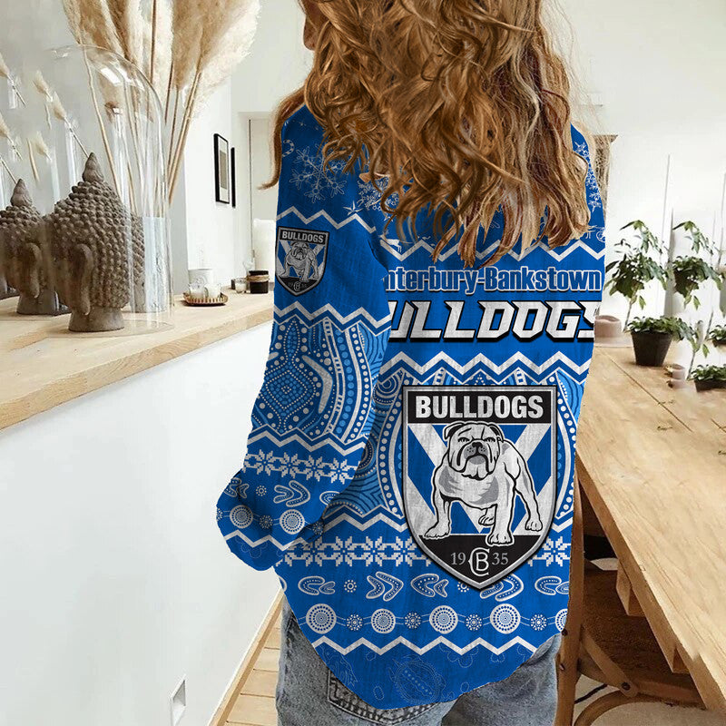 bulldogs-aboriginal-canterbury-bankstown-christmas-vibe-women-casual-shirt