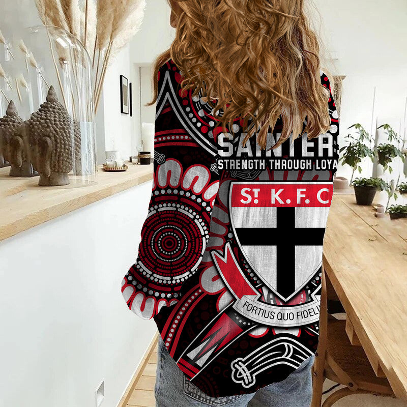 st-kilda-saints-women-casual-shirt-boomerang-indigenous-dots