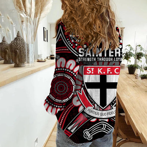 st-kilda-saints-women-casual-shirt-boomerang-indigenous-dots
