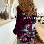 sea-eagles-rugby-women-casual-shirt-boomerang-indigenous-dots