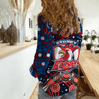 roosters-rugby-women-casual-shirt-boomerang-indigenous-dots