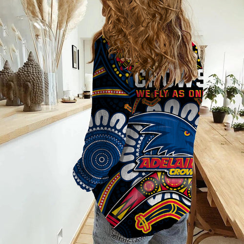 adelaide-crows-football-women-casual-shirt-boomerang-indigenous-dots